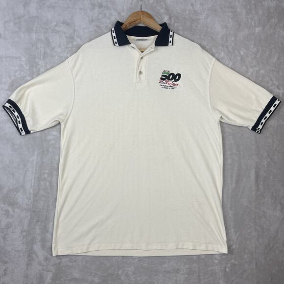 Vtg The 500 Toyota Speedway Men's XL Polo Shirt ScreenMates 90s Y2K 1991 Preppy - Picture 2 of 14